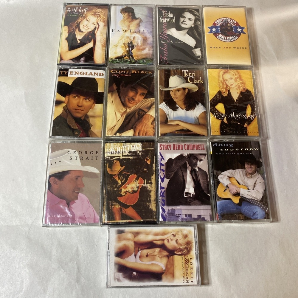 13 Country Music Cassettes Sealed NOS Strait Hill Yearwood Etc